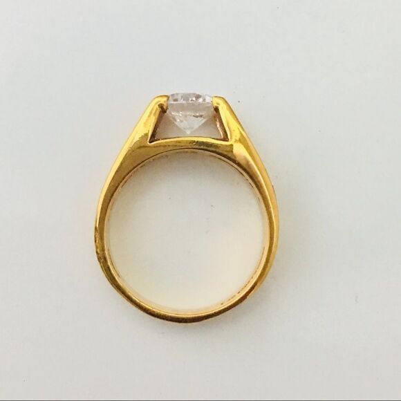 Vintage Solitaire Diamond 14k overlay HGE Lind GFJ Gold Ring Size 9 1047 - Picture 4 of 8